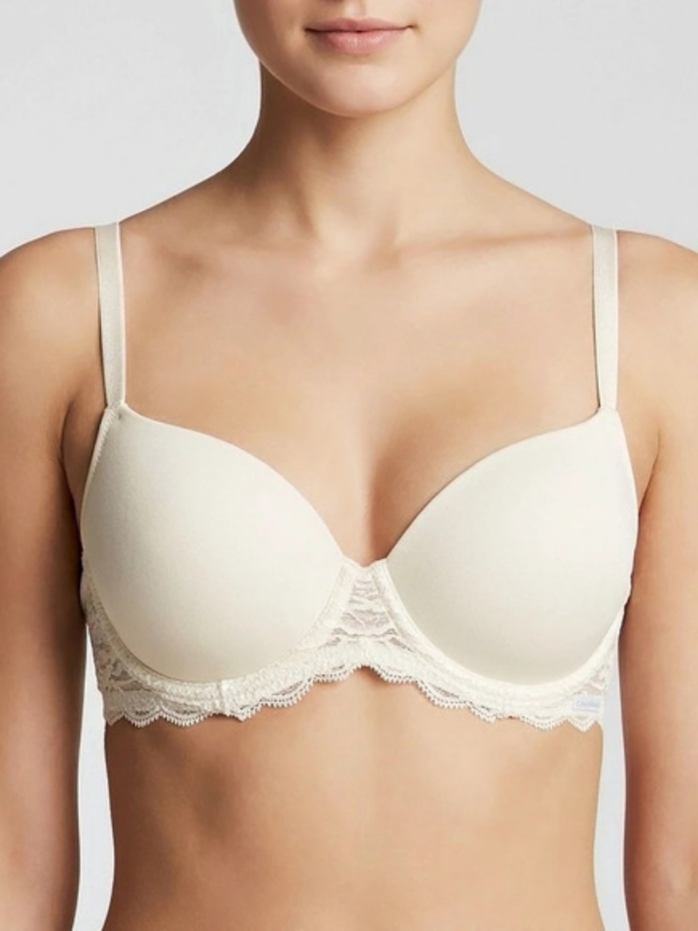 NWT Calvin Klein F3895-100 Lace Trim Underwire Bra White 34B